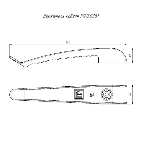 Держатель кабеля односторонний для прямого монтажа черный (20шт/240шт уп/кор) Промрукав                                         фото 2                    