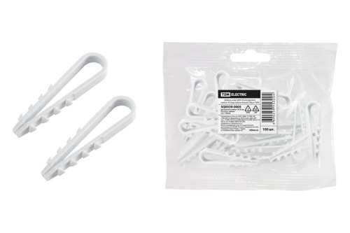 Дюбель-хомут ДХК-25 для круглого кабеля 19-25мм нейлон белый (100шт) ТДМ                                        