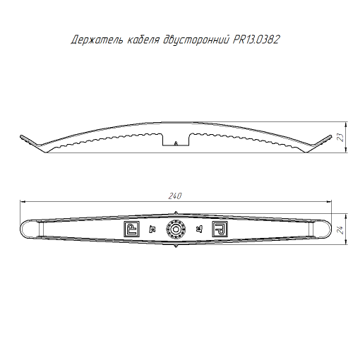 Держатель кабеля двусторонний для прямого монтажа серый (20шт/120шт уп/кор) Промрукав                                         фото 4                    