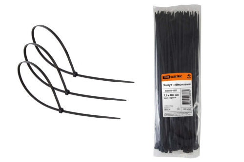Хомут 7,6х400 нейлон (черный) (100шт) ТДМ                                        