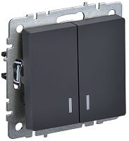 Выключатель с/у BRITE 2кл графит, механизм IP20 10А с инд. ИЭК          