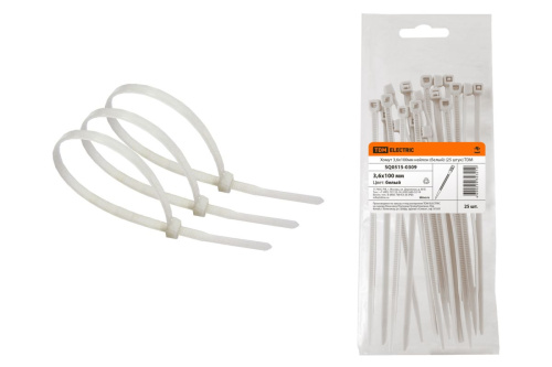 Хомут 3,6х100мм нейлон (белый) (25 штук) ТДМ                                        