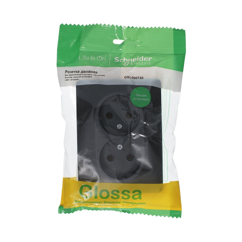Розетка с/у GLOSSA 2м б/з антрацит IP20 в сборе 16А (упак-15шт) SchE                                         фото 2                    