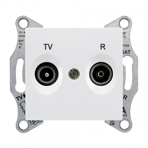 Розетка с/у Sedna TV/R 1м белый механизм 4DB проходная (упак-10шт) SchE                                        