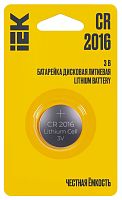 Батарейка дисковая литиевая CR2016 (1шт/блистер) IEK          