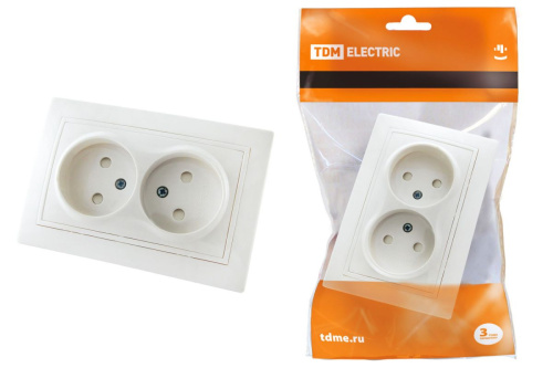 Розетка с/у Таймыр 2м без з/к с з/ш белый IP20 10А 250В ТДМ                                        
