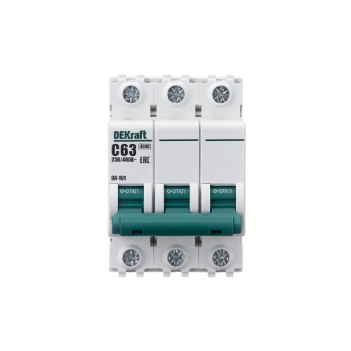 Автоматический выключатель 3п 63А С ВА-101 DEKraft                                         фото 4                    