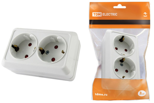 Розетка о/у Ладога 2м с з/к с з/ш белая IP20 16А ТДМ                                        