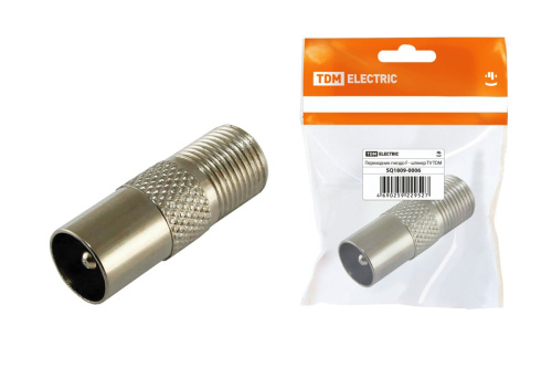 Переходник гнездо F - штекер TV, инд. упаковка ТДМ                                        