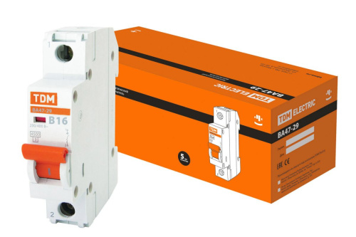 Автоматический выключатель 1п 16А В ВА47-29 ТДМ                                        