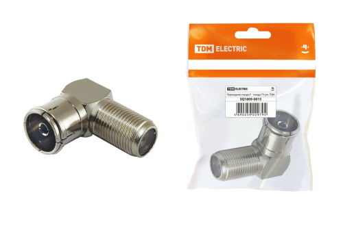 Переходник гнездо F - гнездо TV угловой, инд. упаковка ТДМ                                        