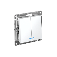 Выключатель с/у AtlasDesign 2кл белый, механизм IP20 10А с инд. (упак-20шт) SchE          