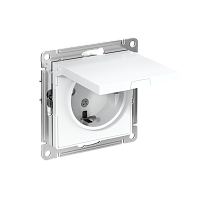 Розетка с/у AtlasDesign 1м с/з с з/ш белый IP20 механизм 16А с заш.крыш. (упак-15шт) SchE          