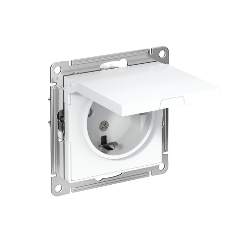 Розетка с/у AtlasDesign 1м с/з с з/ш белый IP20 механизм 16А с заш.крыш. (упак-15шт) SchE                                        