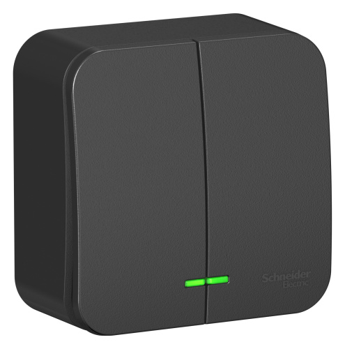 Выключатель о/у Бланка 2кл антрацит IP20 10А с инд. и с изол.пл. (упак-15 шт) SchE                                         фото 2                    