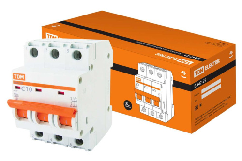 Автоматический выключатель 3п 10А С ВА47-29 ТДМ                                        