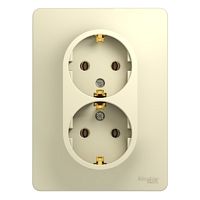 Розетка с/у GLOSSA 2м с/з бежевый IP20 в сборе 16А (упак-10шт) SchE          
