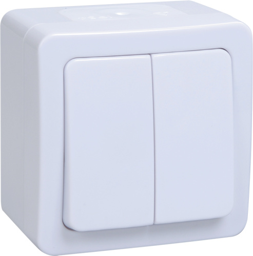 Выключатель о/у ГЕРМЕС PLUS 2кл белый IP54 10А ИЭК                                        