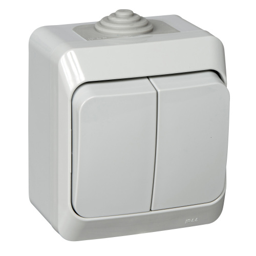 Выключатель о/у Этюд 2кл серый IP44 10А (упак-14шт) SchE                                        