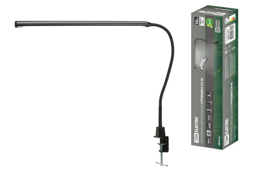 Светильник светодиодный струбцина СН-40, гибкий, сенс-димм, 220 В, 10 Вт, 5000 К, черный, TDM                                        