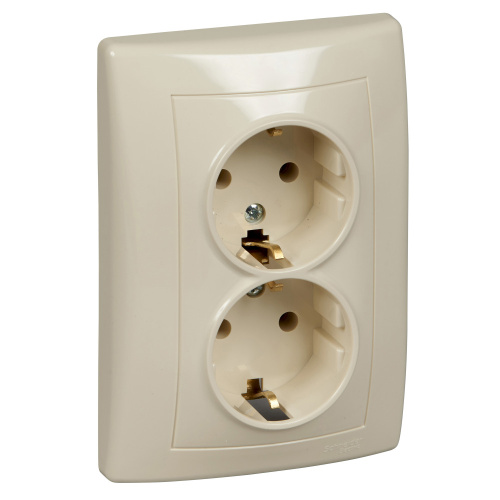 Розетка с/у Sedna 2м с/з бежевый IP20 в сборе 16А (упак-12шт) SchE                                        