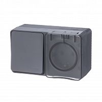 Блок о/у AtlasDesign Profi54 Розетка 1м с/з с з/ш 16А + Выкл. 1кл антрацит IP54 SchE          