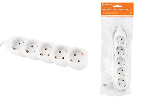 Удлинитель бытовой  У05  5 гнезд, 5метров, с заземлением, ПВС  3х1мм2  16А/250В ТДМ                                        