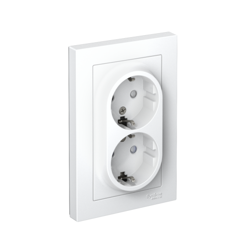 Розетка с/у AtlasDesign 2м с/з с з/ш белый IP20 в сборе 16А (упак-10шт) SchE                                        