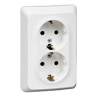 Розетка с/у Этюд 2м с/з белый IP20 16А (упак-10шт) SchE          