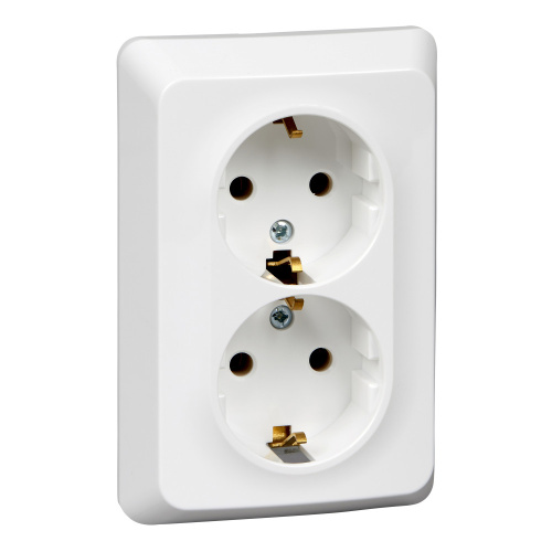 Розетка с/у Этюд 2м с/з белый IP20 16А (упак-10шт) SchE                                        