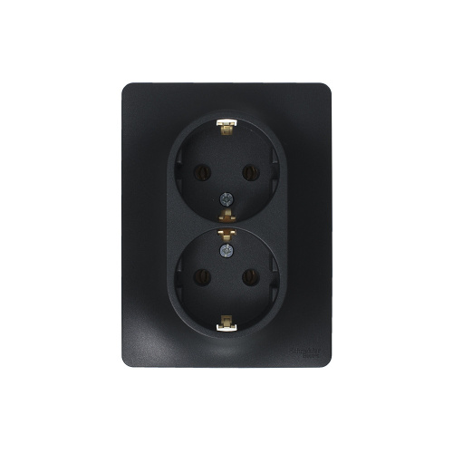 Розетка с/у GLOSSA 2м с/з антрацит  IP20 в с сборе 16А (упак-10шт) SchE                                        