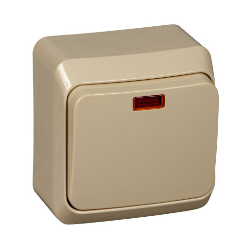 Выключатель о/у Этюд 1кл кремовый IP20 10А с инд. (упак-25шт) SchE                                        