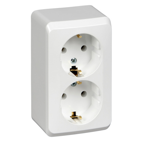 Розетка о/у Этюд 2м с/з белый IP20 16А (упак-16шт) SchE                                        