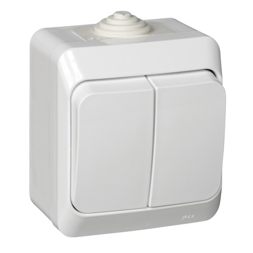 Выключатель о/у Этюд 2кл белый IP44 10А (упак-14шт) SchE                                        