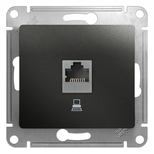 Розетка с/у GLOSSA RJ45 1м антрацит механизм кат.5E (комп.) (упак-10шт) SchE                                        
