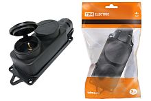 Розетка двухместная с заглушками каучук 2Р+РЕ 16А 250В IP44 ТДМ          