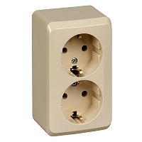 Розетка о/у Этюд 2м с/з кремовый IP20 16А (упак-16шт) SchE          