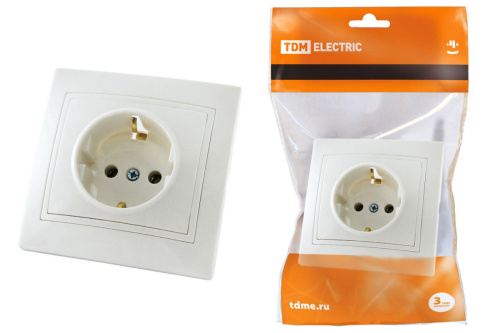 Розетка с/у Таймыр 1м с з/к белый IP20 16А 250В ТДМ                                        