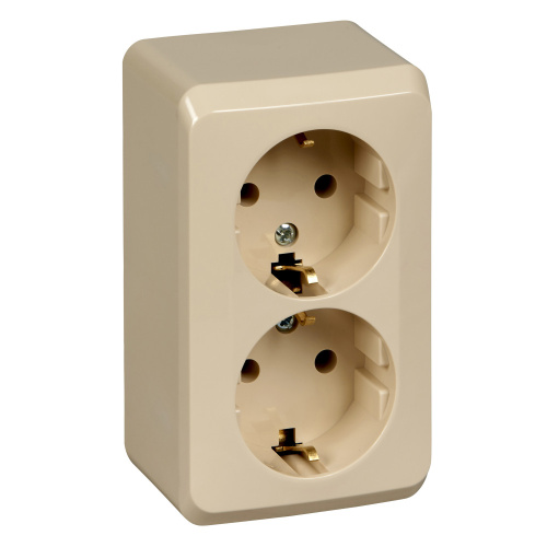 Розетка о/у Этюд 2м с/з кремовый IP20 16А (упак-16шт) SchE                                        