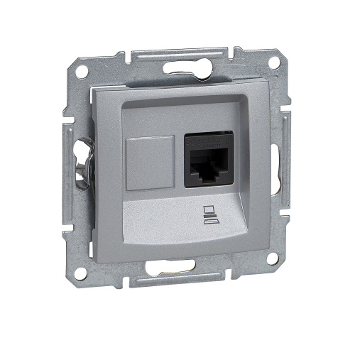 Розетка с/у Sedna RJ45 1м алюминий механизм кат. 5Е (комп.) (упак-10шт) SchE                                        