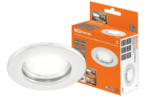 Светильник встраиваемый Gu5.3 MR16 СВ 01-01 белый, круглый ТДМ                                        