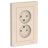 Розетка с/у AtlasDesign 2м б/з с з/ш бежевый IP20 в сборе 16А (упак-15шт) SchE          