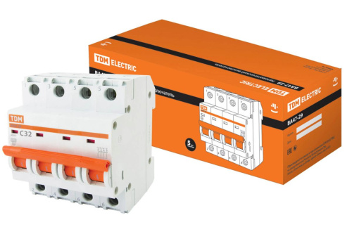 Автоматический выключатель 4п 32А С ВА47-29 ТДМ                                        