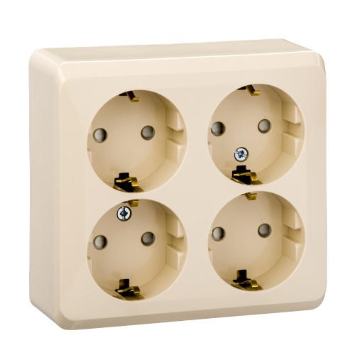 Розетка о/у Этюд 4м с/з с з/ш кремовый IP20 16А (упак-5шт) SchE                                        