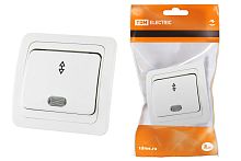 Переключатель с/у Валдай  белый IP20 10А с инд. на 2 направления ТДМ          