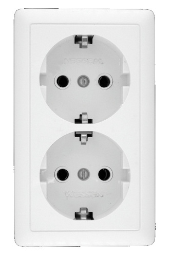 Розетка 2-м ОП Хит 16А 250В с заземл. без защ. шторок бел. SE                                         фото 2                    