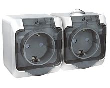 Розетка о/у Этюд 2м с/з с з/ш белый IP44 16А с защ.крыш. (упак-7шт) SchE          