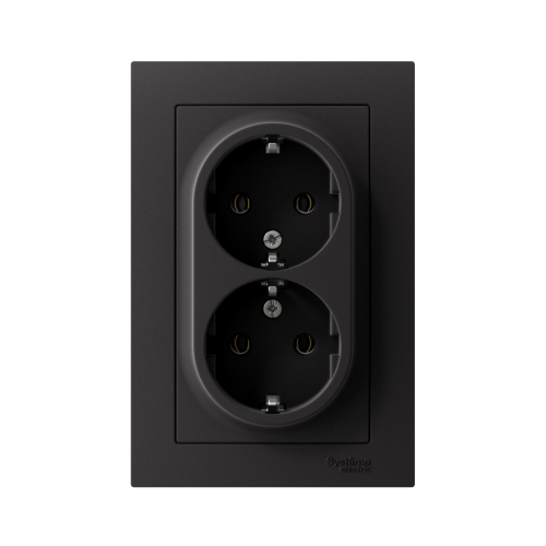 Розетка с/у AtlasDesign 2м с/з карбон IP20 в сборе 16А (упак-6шт) SchE                                         фото 6                    