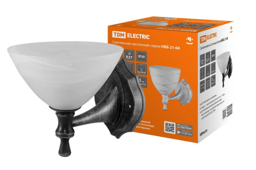 Светильник НББ 21-60-1731 УХЛ4 (черный под серебро, плафон конус алебастр) ТДМ                                        