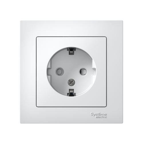 Розетка с/у AtlasDesign 1м с/з с з/ш белый IP20 в сборе 16А (упак-15шт) SchE                                         фото 2                    